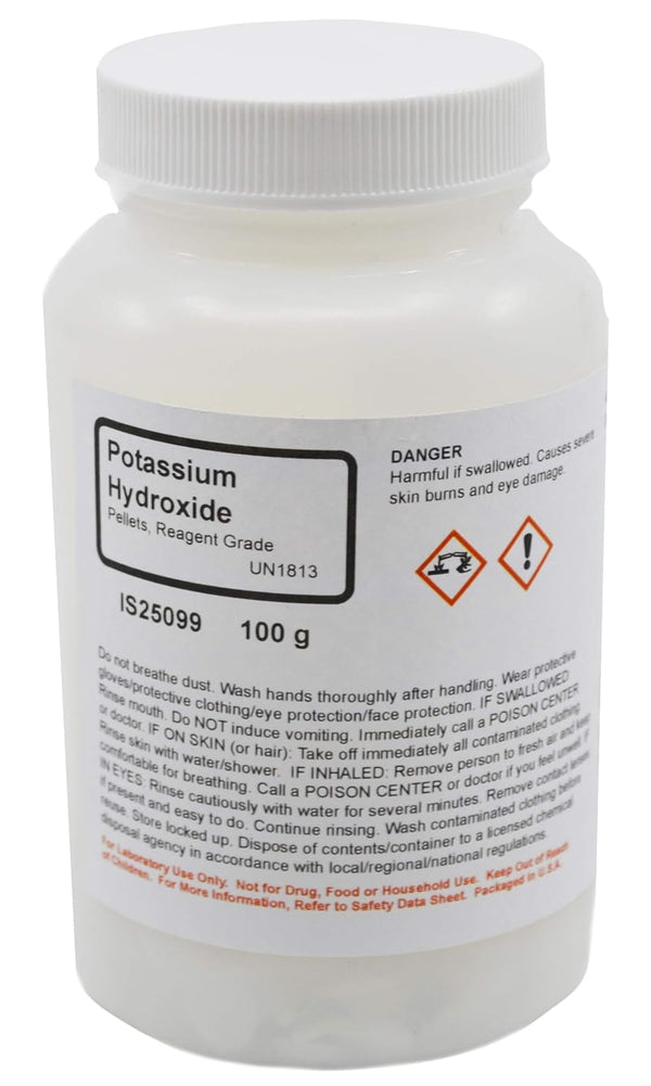 Innovating Science Reagent-Grade Potassium Hydroxide Pellet, 100g - Curated Chemical Collection