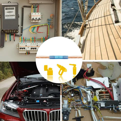 200pcs Heat Shrink Butt Connectors Terminals, Electronic Insulated Waterproof Marine Automotive Copper Wire Electrical