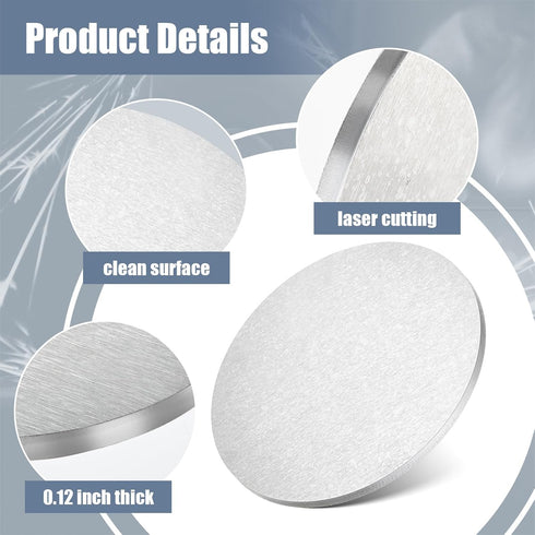 2 Pcs 1/8" x 4" Aluminum Disc Round Sheets, 6061 Aluminum Plates
