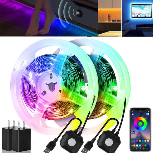 Under Bed Lights 2 Set*9.84ft Motion Activated RGB LED Strip Light, App