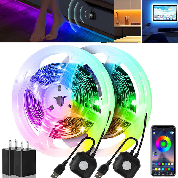 Under Bed Lights 2 Set*9.84ft Motion Activated RGB LED Strip Light, App