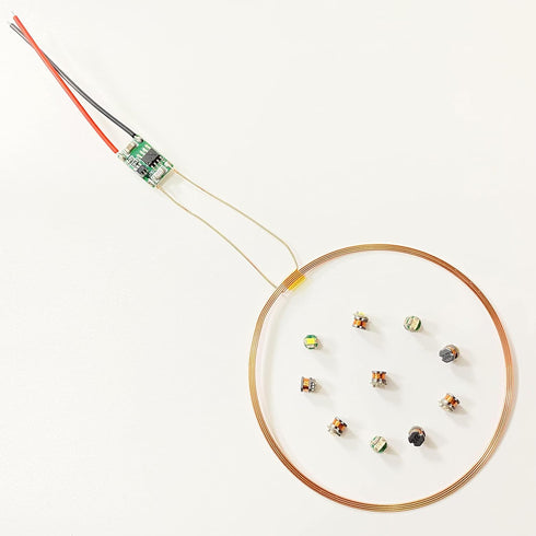 80mm 5V Taidacent Long Distance Wireless LED Coil Inductive Coil and Ten Colorful Wireless LEDs Lights Brightness