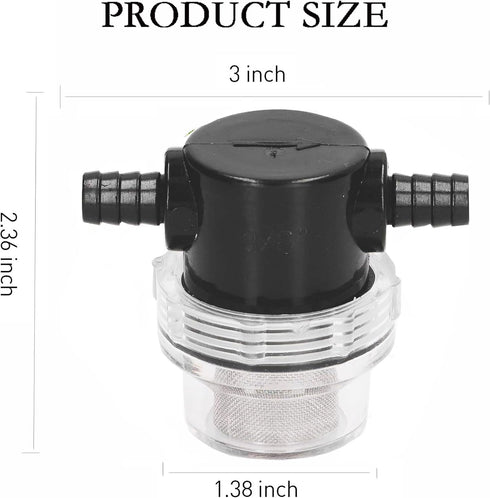 3/8 Inch Water Pump Strainer Hose Barb In-Line Strainer Twist-On Sprayer Filter 50 Mesh Stainless Steel Filter Screen for Water Pump 12V DC 80 PSI RV Camper Marine Boat Lawn