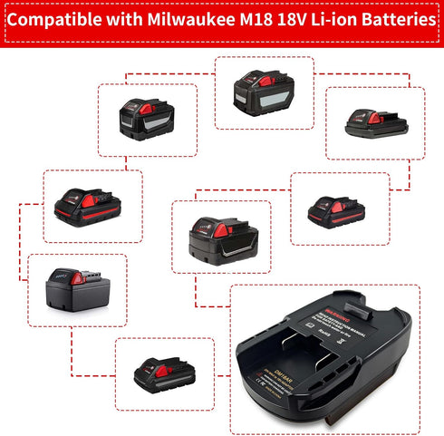 DM18AR Battery Adapter Convert for Milwaukee 18V M18 Batteries to for Ridgid AEG Cordless Tools, Also for Dewalt 20V Li-ion Max XR Battery to Ridgid AEG Cordless(Adapter Only)