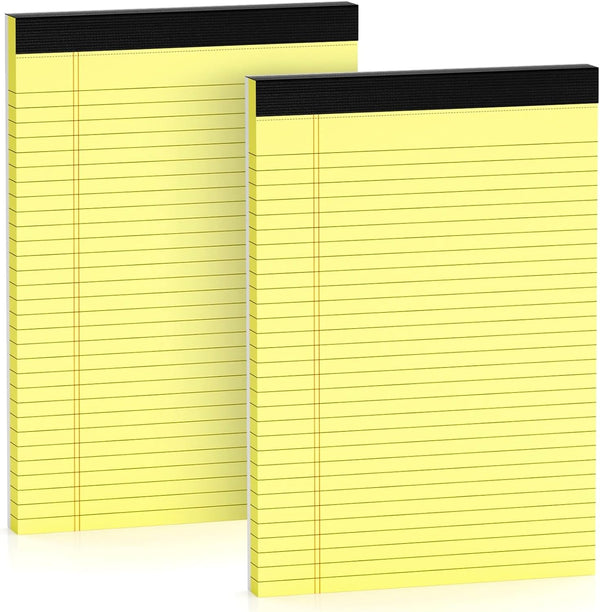 Legal Pads 8.5 x 11 Wide Ruled, 2 Pack, Canary Yellow Lined Paper, 30 Sheets Per Pad, Ideal for Office, Home, School