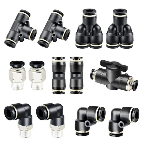 TAILONZ PNEUMATIC 1/4 Inch OD Pneumatic Joint Combination Set, Pack of 13, Includes 1/4” Union Ball Valve