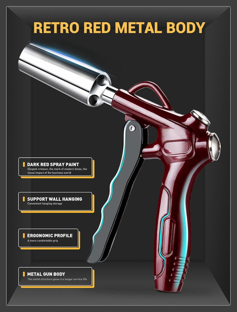 JASTIND Retro Red Air Blow Gun with Powerful Blast Air Nozzle, High Volume Air Blower Gun Kit w/4.9 Inch Steel Extension & 1/4" Quick Plug, Air Gun Air Compressor Attachments for Dust Clean