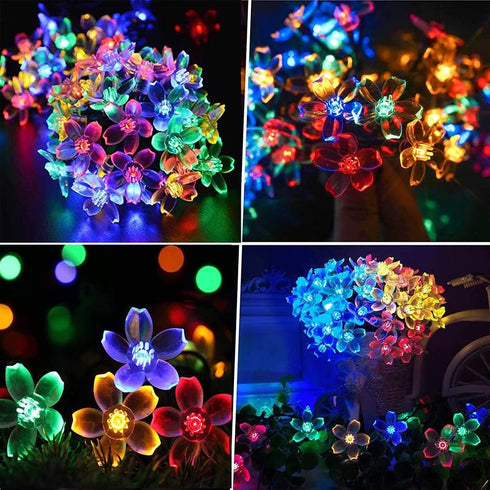 Fairy Flower String Lights Outdoor, 33 Feet 100LED Starry Cherry Blossom Lighting for Christmas Halloween Wedding Party