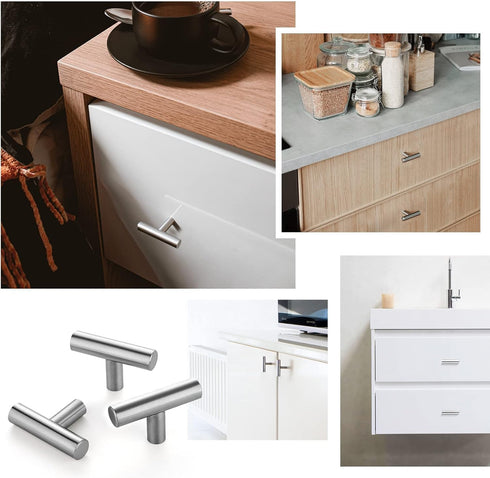 Ravinte 1 Piece Silver T Bar Cabinet Knob, 2 Inch Brushed Nickel Drawer Handle