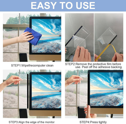 Tesdluy 2PCS 11" 3.1"Clear Computer Monitor Memo Board, x Acrylic Office Desk Accessories, Computer Monitor Side Note