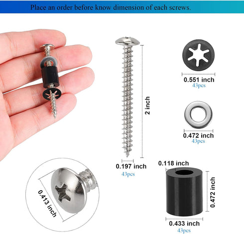 43 Set (172Pcs) Pegboard Mounting Kit - Installation Hardware with Screws, Spacers, Washers for 1/8 and 1/4 Inch