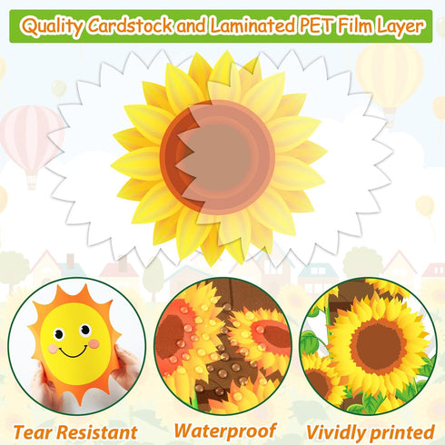 gisgfim Sunflower Bulletin Board Decoration Set, Religious Cutouts for Classroom Welcome Blooming for Jesus