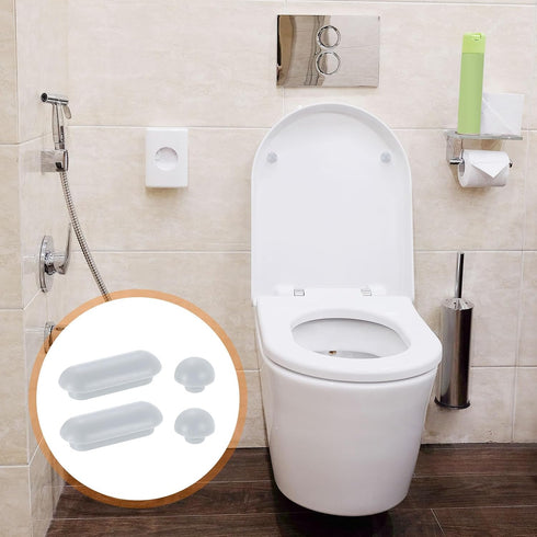 8Set uxcell Toilet Seat Buffer, Anti-Slip Plastic Toilet Seat Bumper Kit, Universal Buffer Toilet Lid Rubber Bumpers
