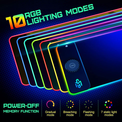 GIM RGB Gaming Mouse Pad with 15W Wireless Charging, Extra Large 800x300x4MM LED Mouse Pad, Non-Slip Rubber Base (Black)