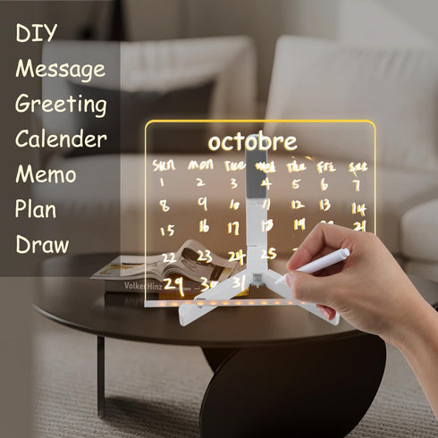 LED Note Board with Colors, 7.9 * 7.9in Glowing Acrylic Dry Erase Board - Light Up Memo Message Board
