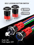 16mm 12V 0.63" SARDVISA Latching Push Button Switch, DC On Off Power Button with LED Angel Eye Ring Light, Mounting