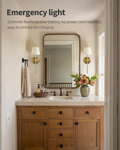 Set 5200mAh Gold Wall Sconces of Two, Small Rechargeable Battery Operated Wall Lamp with Remote, Cordless Wall Lights