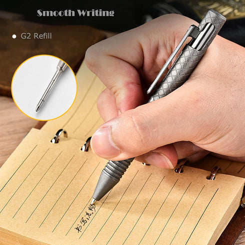 Titanium Ballpoint EDC Pen with Clip - Refillable Writing Pen for Everyday Carry