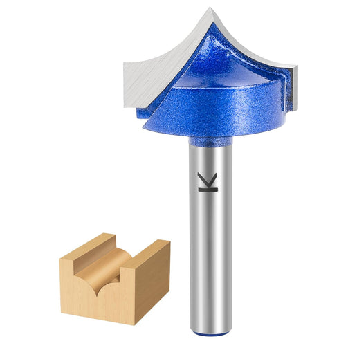 SMJXTOP 1/4" Shank Groove Point Cutting Roundover Router Bit 1/2" Radius,Cutting Dia. 1,Carbide
