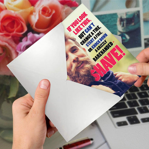 NobleWorks Hilarious Birthday Greeting Card with 5 x 7 Inch Envelope (1 Card) Bday Bearded Man