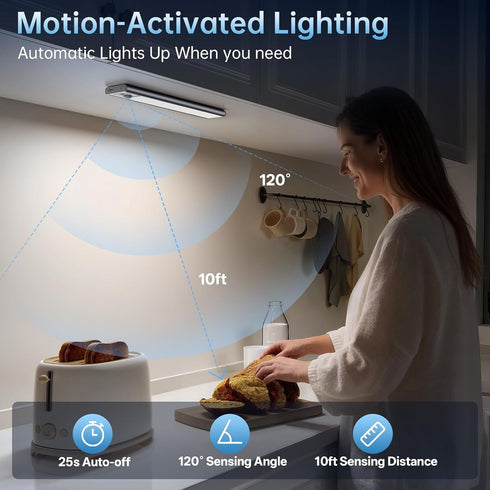 Lighting,5 Pack Indoor,3 Dimmable,Magnetic Closet Counter Under Cabinet Rechargeable Motion Sensor Light Colors Lights