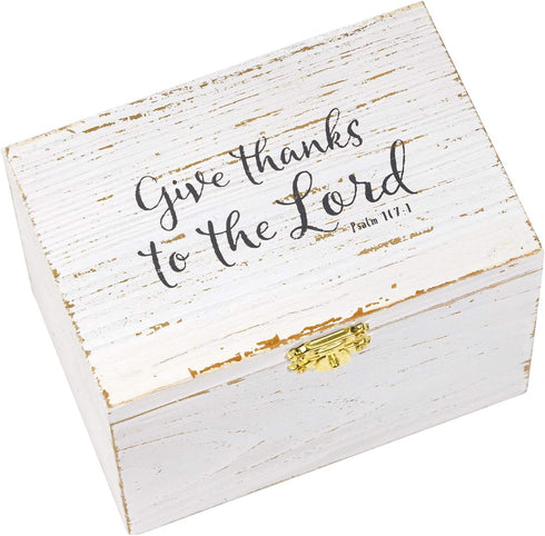 Eccolo Wooden Keepsake Box Gift Set with Prayer Cards, Decorative Prayer Box & 50 Note Cards, Rustic White