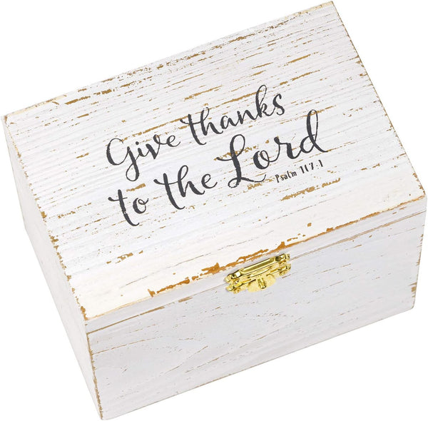 Eccolo Wooden Keepsake Box Gift Set with Prayer Cards, Decorative Prayer Box & 50 Note Cards, Rustic White
