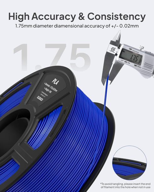 1.75mm 1KG, 3D 0.02mm, 1kg Spool(2.2lbs) 3D ELEGOO PLA Filament Black Printer Filament Dimensional Accuracy +/- Fit
