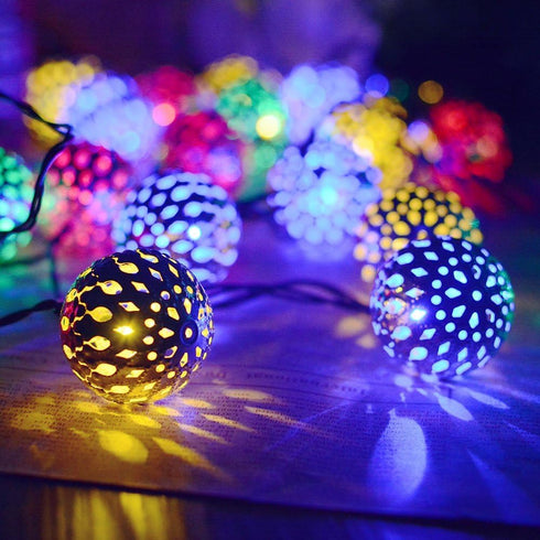 15ft 20LED dephen - Outdoor String Lights Solar Christmas Lights Outdoor Waterproof Multicolor Moroccan String Lights