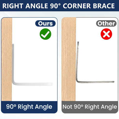 RiseDirectly 30 90 (1 1 Inch) Pcs L Brackets for Shelves, Heavy Duty White Corner Brace for Wood, Stainless Steel