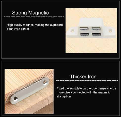 luckkyme 8 Pack Heavy Duty Shutter Hardware Magnetic Cabinet Catch Door Latch with Mounting Screw for Home Furniture