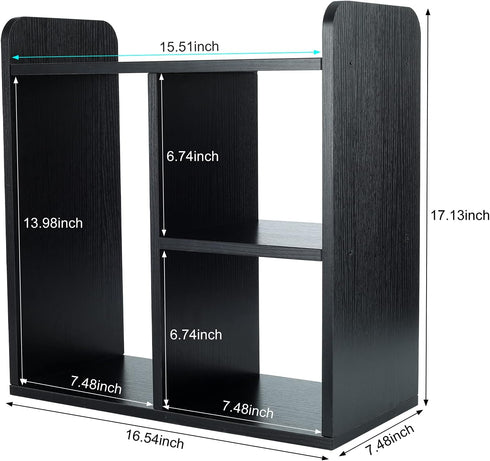 PAG Desktop Shelf Freestanding Wood Small Bookshelf Desk Supplies Organizers and Accessories Storage Display Rack