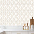 Yun-aeon 17.7" X 120" White and Beige Stripe Peel and Stick Wallpaper for Bedroom Drawers Cabinets Decor