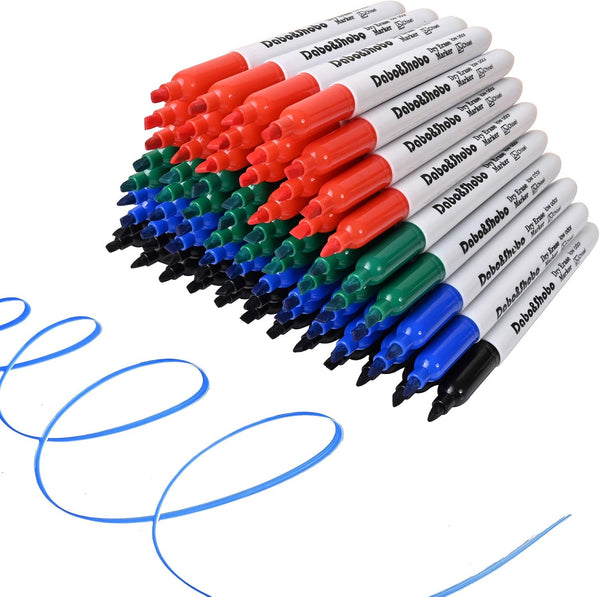 Dabo&Shobo 72 Pcs White Board Markers, 4 Color Fine Tip for Writing on Whiteboards and Glass