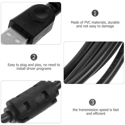 2.0 3 USB Printer and Copier Cable Meter Black, USB Cable for Fax Machine and Computer, Office and Home Printer