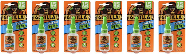 Gorilla Super Glue Gel, 15 Gram, Clear (Pack of 6)