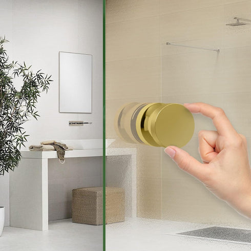 CKB Double Sided Shower Glass Door Knob, Polished Gold Finish, Solid 304 Stainless Steel Handle for 5/16" to 1/2" Glass