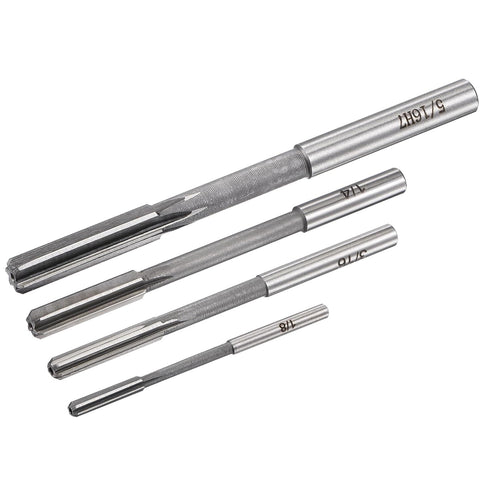 uxcell Chucking Reamer Set, 1/8" 3/16" 1/4" 5/16" H7 Accuracy High Speed Steel for Bore Machining