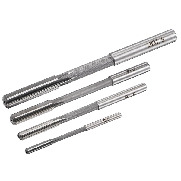 uxcell Chucking Reamer Set, 1/8" 3/16" 1/4" 5/16" H7 Accuracy High Speed Steel for Bore Machining