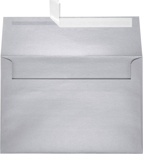 LUXPaper A8 Invitation Envelopes | Silver Metallic | 5 1/2" x 8 1/8" | 80lb. Text | Peel & Press | 50 Qty