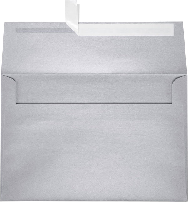 LUXPaper A8 Invitation Envelopes | Silver Metallic | 5 1/2" x 8 1/8" | 80lb. Text | Peel & Press | 50 Qty