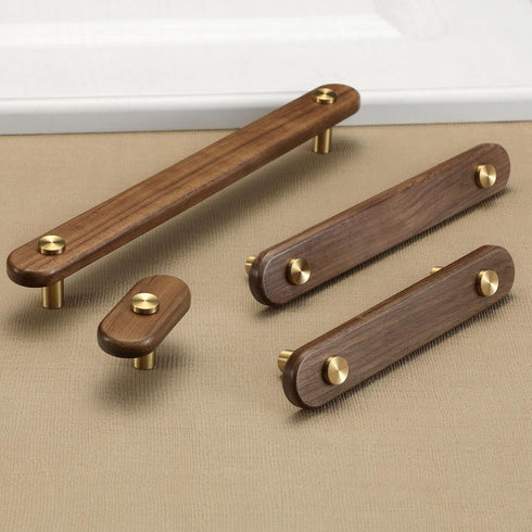 4 5.04 pcs in Walnut Brass Cabinet Door Handles Cabinet Wine Cabinet Wardrobe Drawer Door pulls