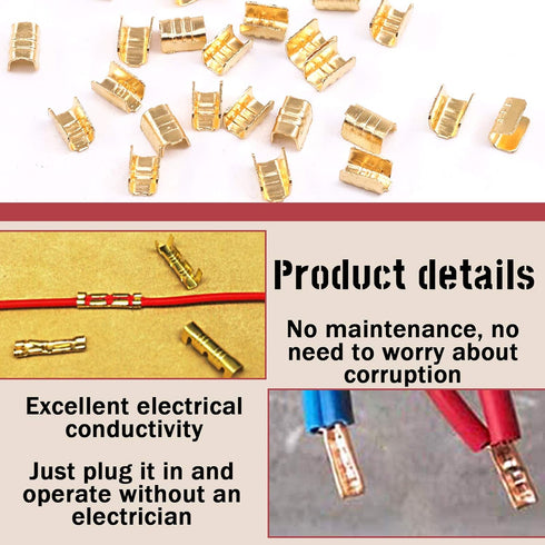 Hilitchi 525Pcs Non-Insulated U Shape Copper Ring Terminals Crimp Assortment Kit TC-1, TC-A, TC-B, TC-C, TC-T