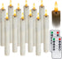 WYZworks 6.75" LED Flameless Mini Taper Candles with Flicker Mode, Battery Operated, 12-Pack, Ivory