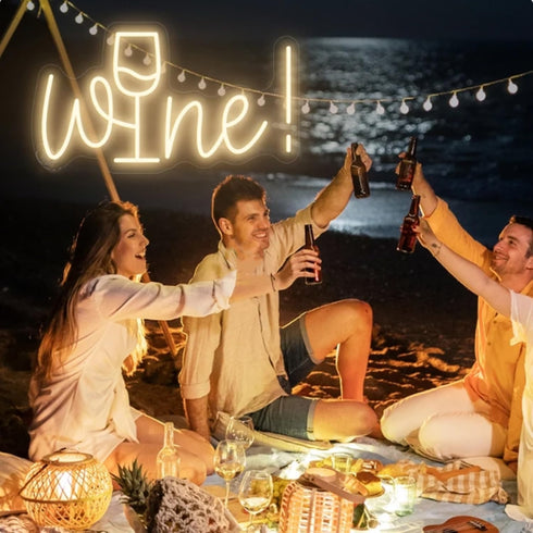 Dimmable White,5V Acrylic Wine Neon Sign for Wall or Window Background Decor,LED Bar Neon Decorative Cocktails Light