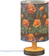 ALAZA Bedside Table Lamp for Bedroom Orange Floral Blue Leaves Nightstand LED Light Lamps with USB Port Linen Fabric