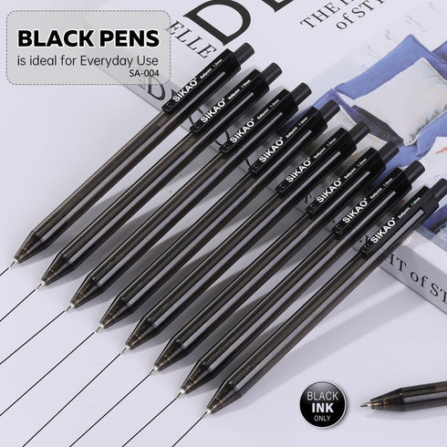 Black Pens Bulk, Ball Point Pens Black Smooth Writing Pens No Smear, Black Pens Ballpoint Pens Black Ink Pens Medium Point, Retractable Click Pens, School Office Server Pens (60 Pack Oil ink) by Sikao