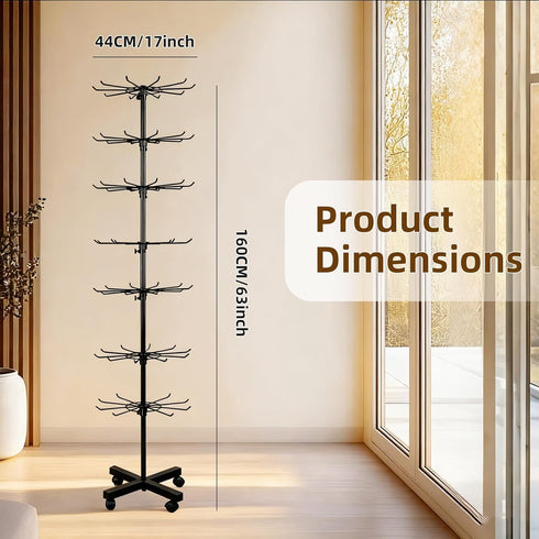 7 Tier Rotating Rack Shelves Retail Display Stand,Jewelry Keyring Socking Hats,Movable Shop Spinner for Toys