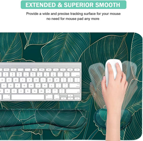 Ergonomic Large Mouse Pad and Keyboard Wrist Rest - 4-in-1 Large Gaming Mouse Pad with Wrist Support for Home Office,