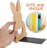 SEWACC Compact Wooden Rabbit Bookends for Desk Space-Saving Beech Book Holder Shelf with Whimsical Bunny Design